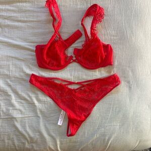 Adore Me Liliana Red Lace Bra and Thong Set
